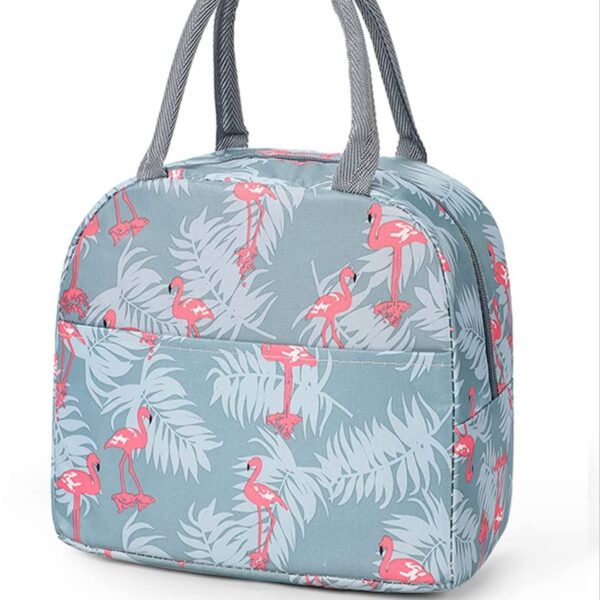 Portable Lunch Bag Insulated Canvas Tote Travel Tiffin Bag (multi prints)