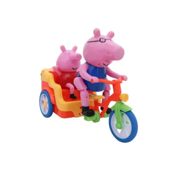 Battery Operated Funny Peppa Auto Rickshaw Tricycle Toy for Kids (Multi-Color)