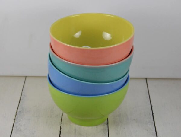 All Purpose Ceramic Bowls in 02 Tone Pastel Colours – Set of 4 Pcs